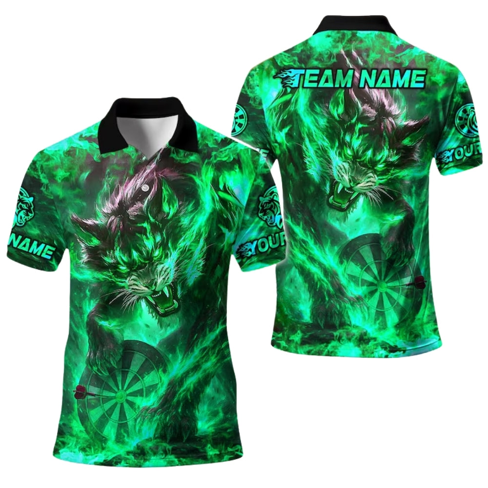Wolf Flame Men's Personalized Darts Button Polo