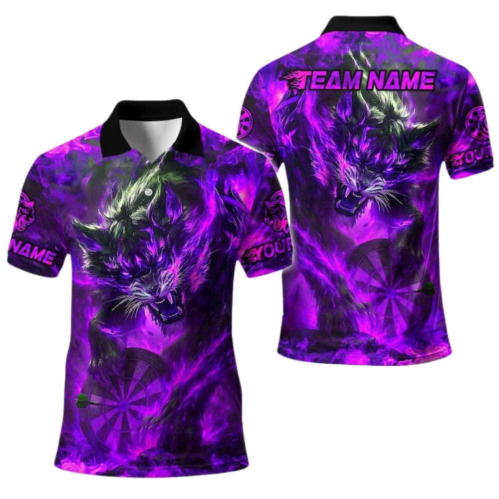 Wolf Flame Men's Personalized Darts Button Polo