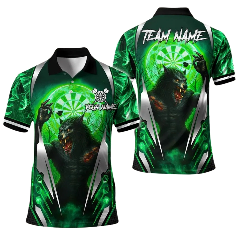 Werewolf for Mens Personalized Darts Button Polo