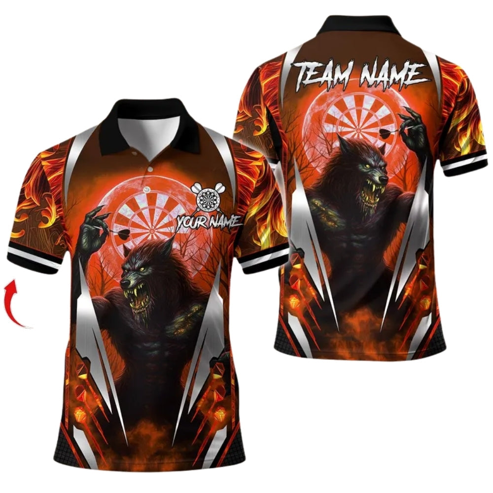Werewolf for Mens Personalized Darts Button Polo