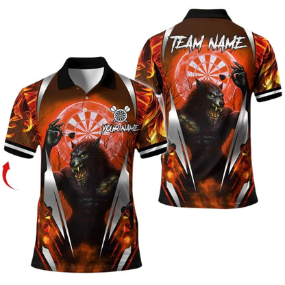 Werewolf for Mens Personalized Darts Button Polo