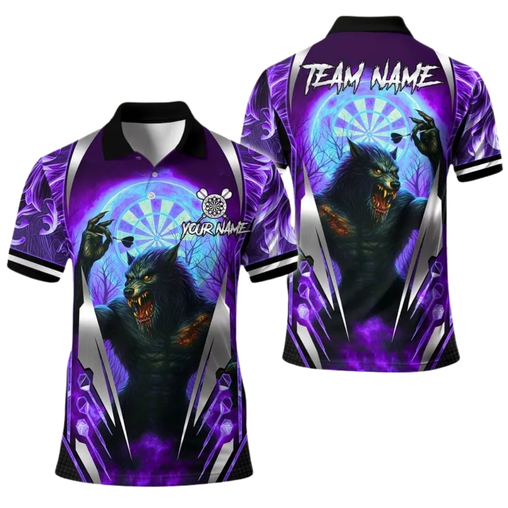 Werewolf for Mens Personalized Darts Button Polo