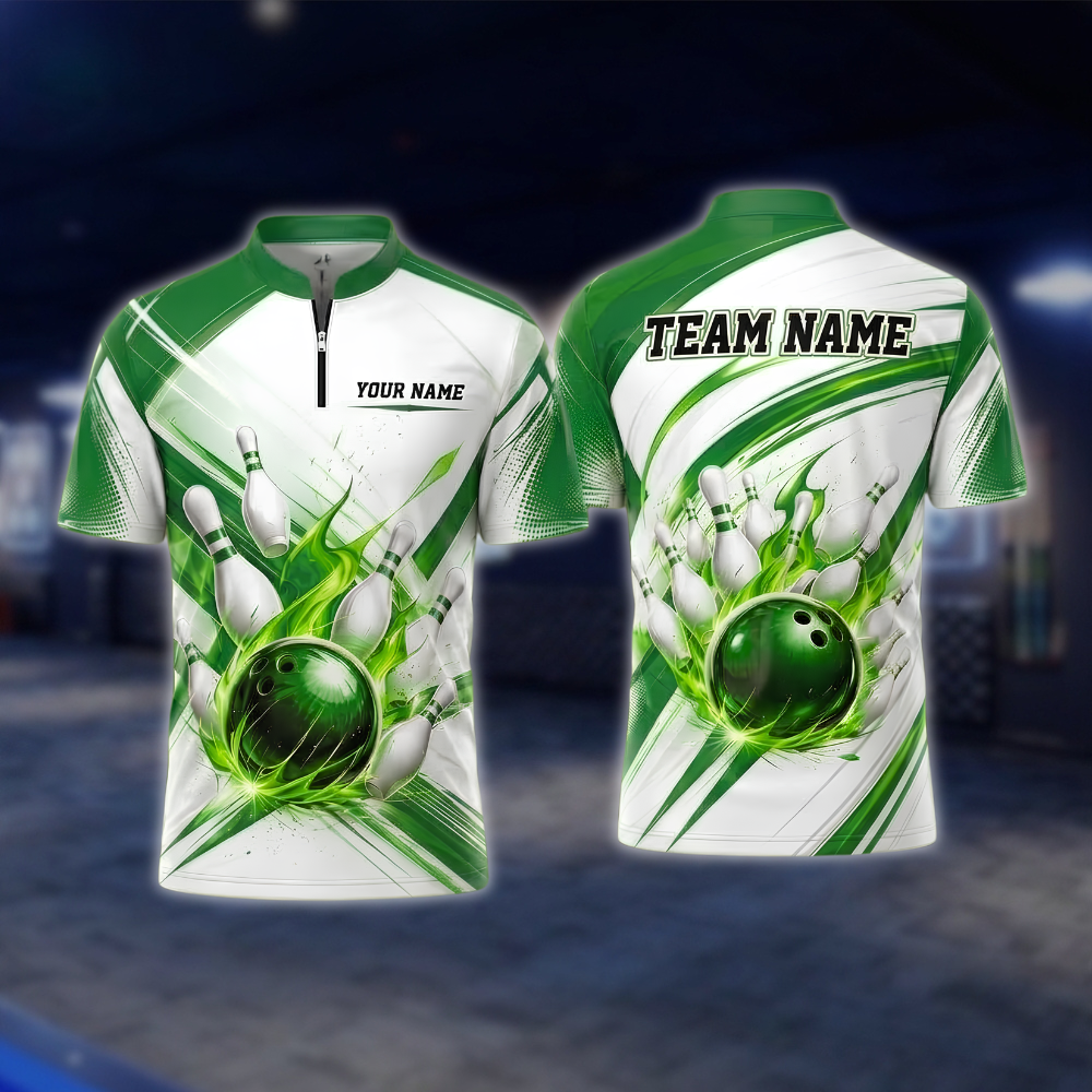 Personalized Flaming Ball Bowling Jersey Mens, Custom Flame Bowling Shirt For Team BZ0924