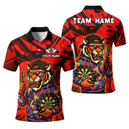 Tiger Graffiti Personalized Darts Button Polo