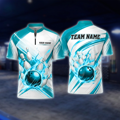 Personalized Flaming Ball Bowling Jersey Mens, Custom Flame Bowling Shirt For Team BZ0924