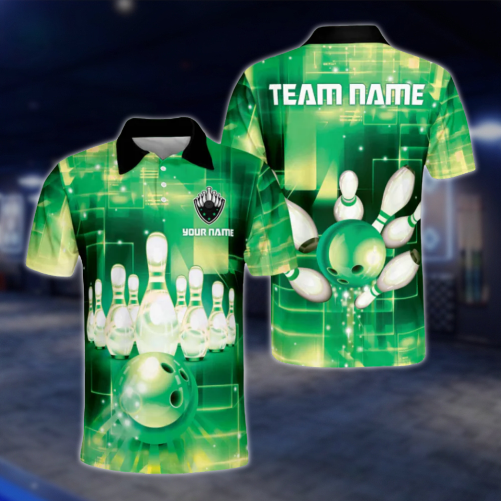 Custom Team Blue Bowling Polo Shirts Men, Custom Bowling Shirts BZ0075