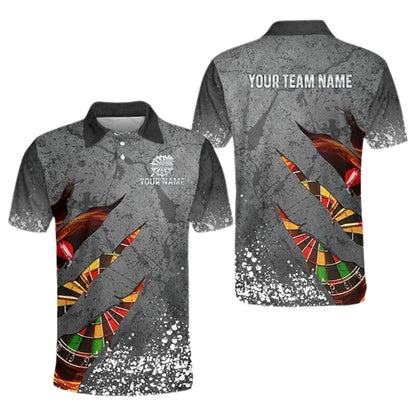 Grey Grunge Dartboard Personalized Darts Button Polo