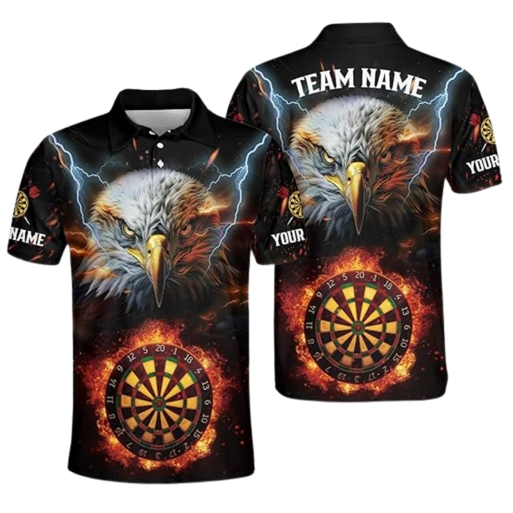 Eagle Flaming Dartboard for Mens Personalized Darts Button Polo