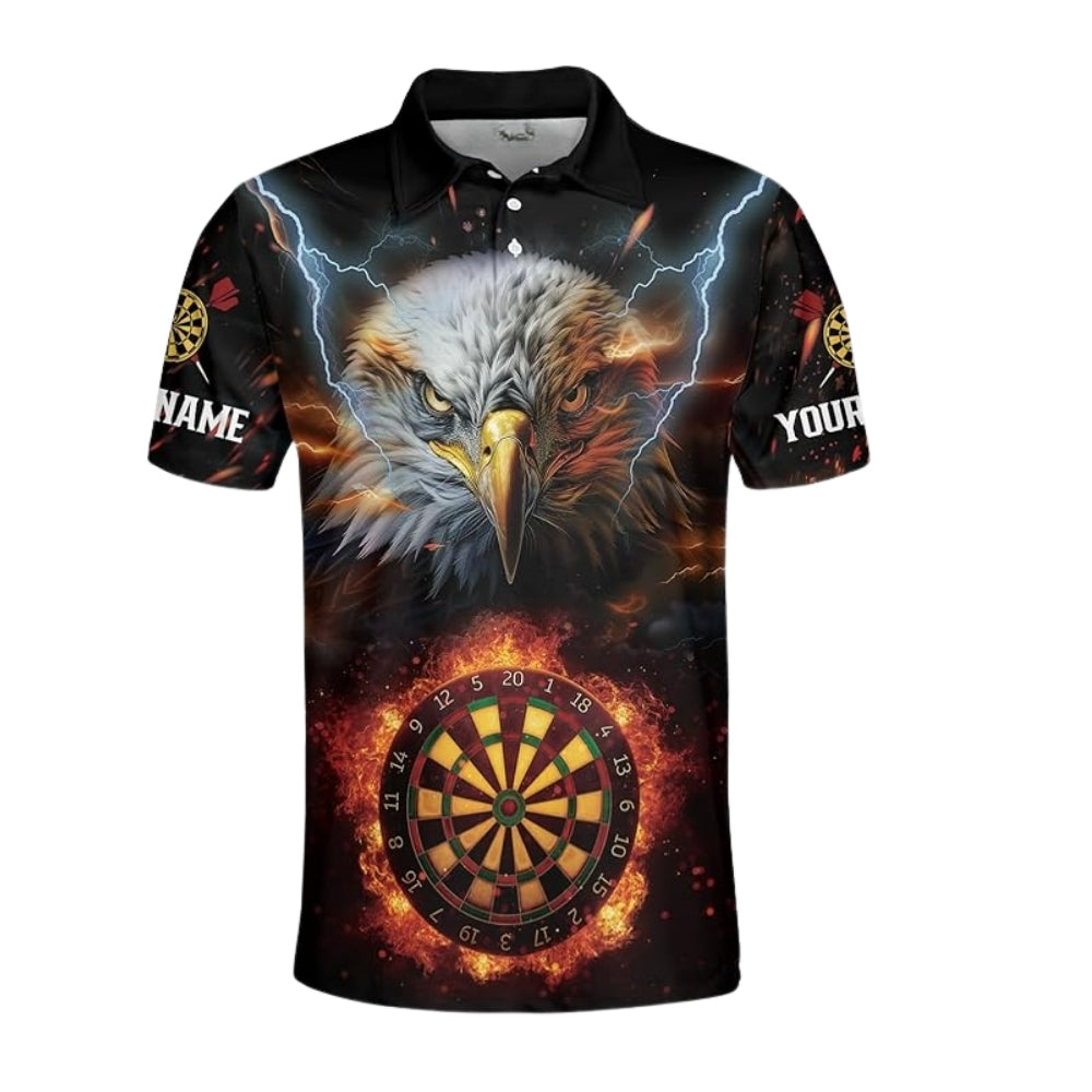Eagle Flaming Dartboard for Mens Personalized Darts Button Polo