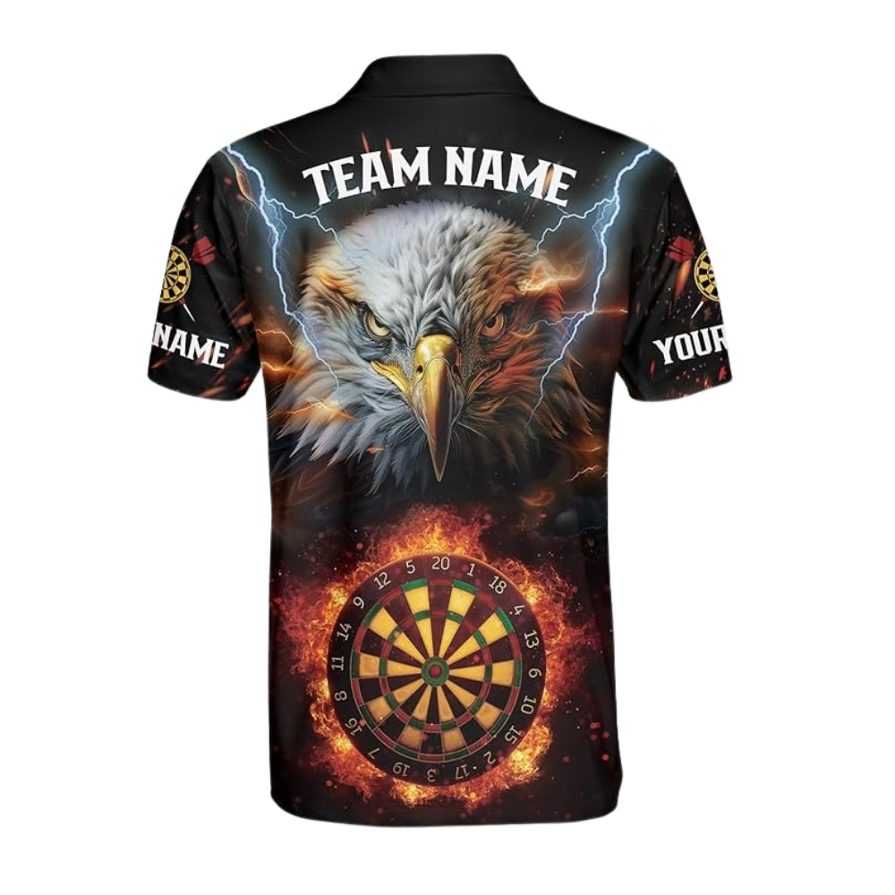 Eagle Flaming Dartboard for Mens Personalized Darts Button Polo