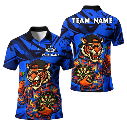 Tiger Graffiti Personalized Darts Button Polo