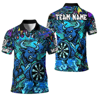 Men's Graffiti Bull Personalized Darts Button Polo