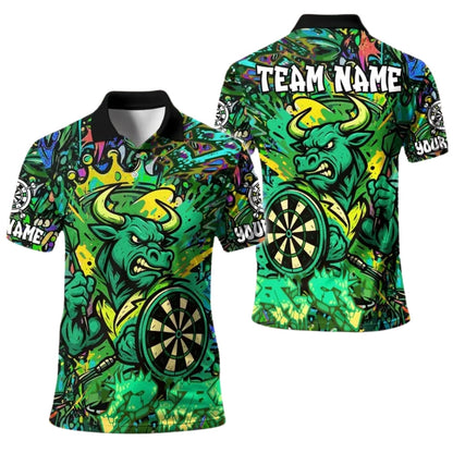 Men's Graffiti Bull Personalized Darts Button Polo