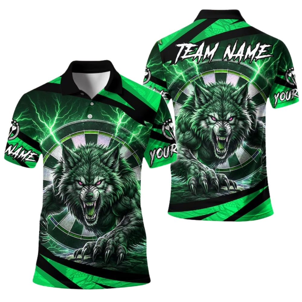 Wolf Blue Thunder Men's Personalized Darts Button Polo