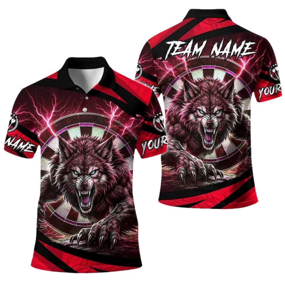 Wolf Blue Thunder Men's Personalized Darts Button Polo