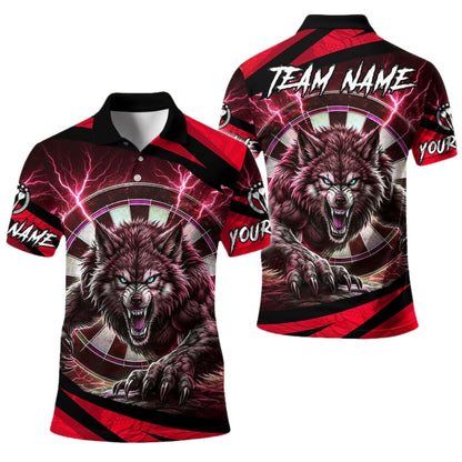 Wolf Blue Thunder Men's Personalized Darts Button Polo