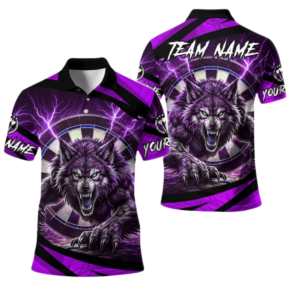 Wolf Blue Thunder Men's Personalized Darts Button Polo