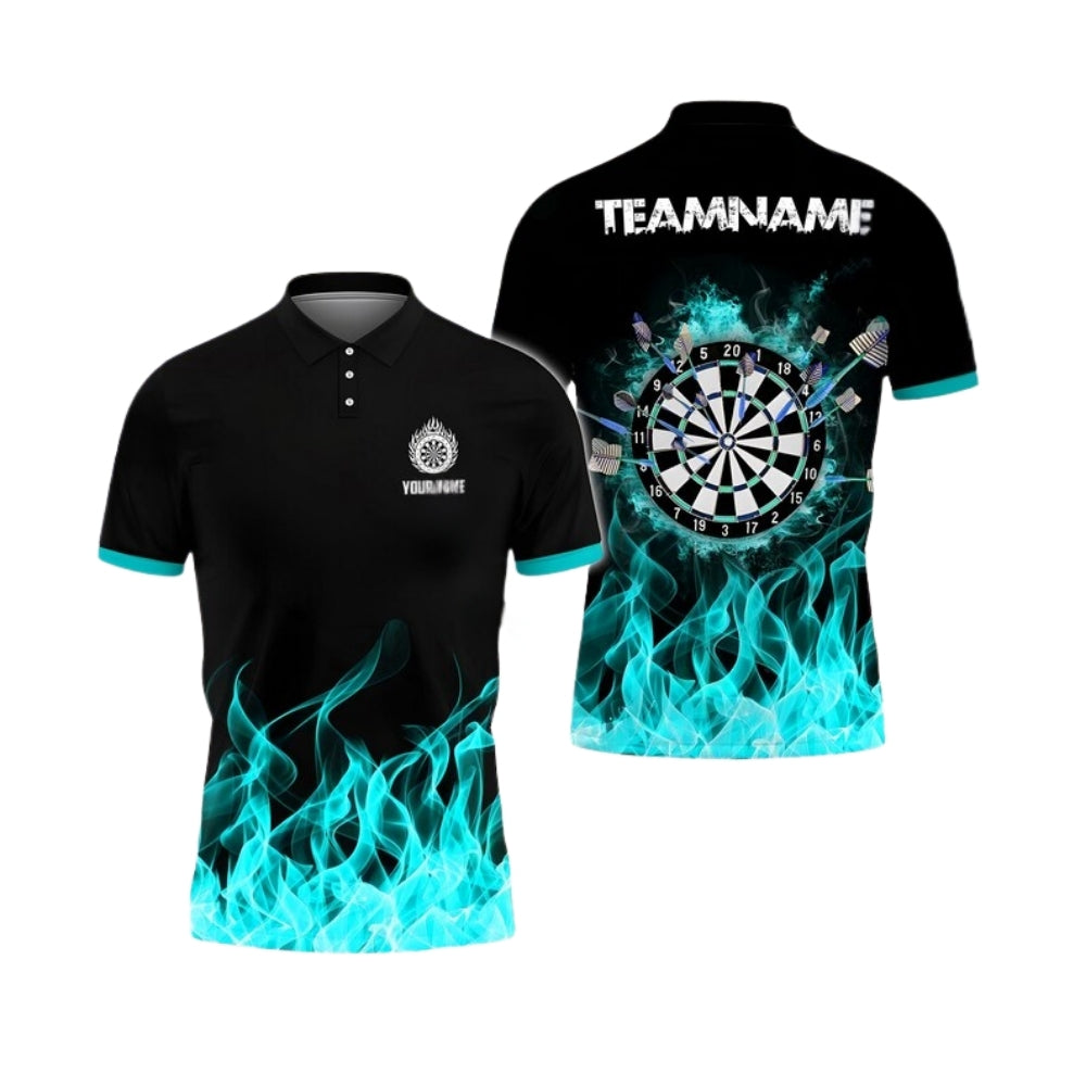 Purple Flame Men Personalized Darts Button Polo
