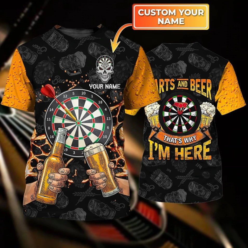 And Beer Skull 2 Personalized Darts Button Polo