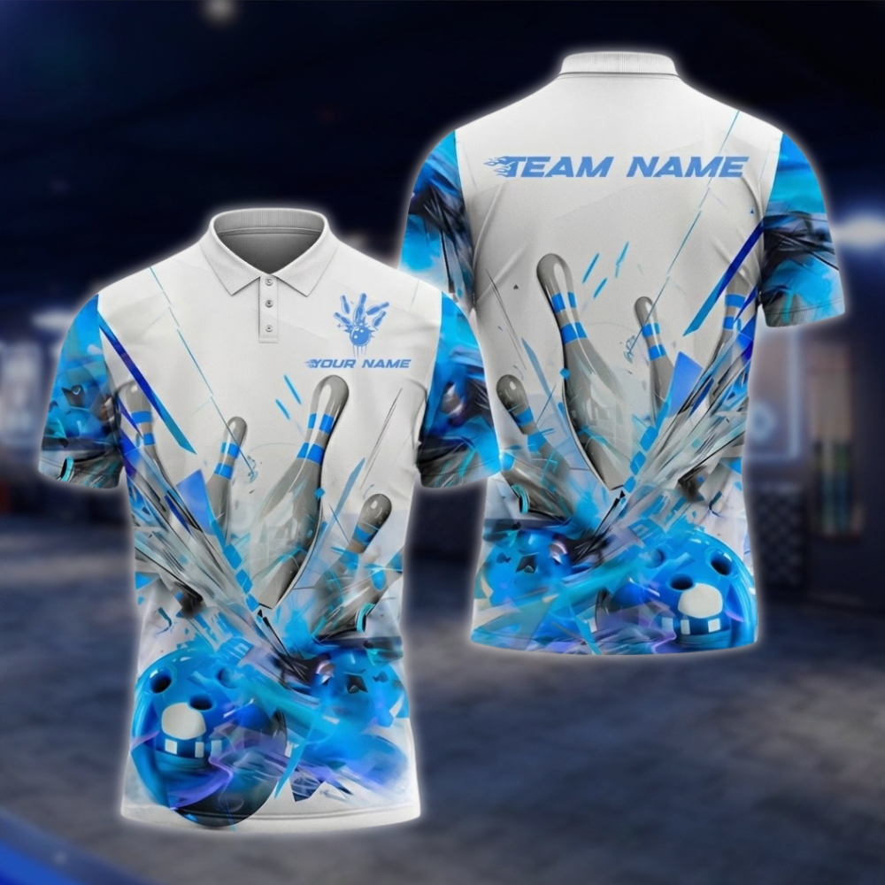 Personalized Broken Ball Bowling Mens White And Pink Polo Shirt, Custom Team Bowling Shits BZ0761