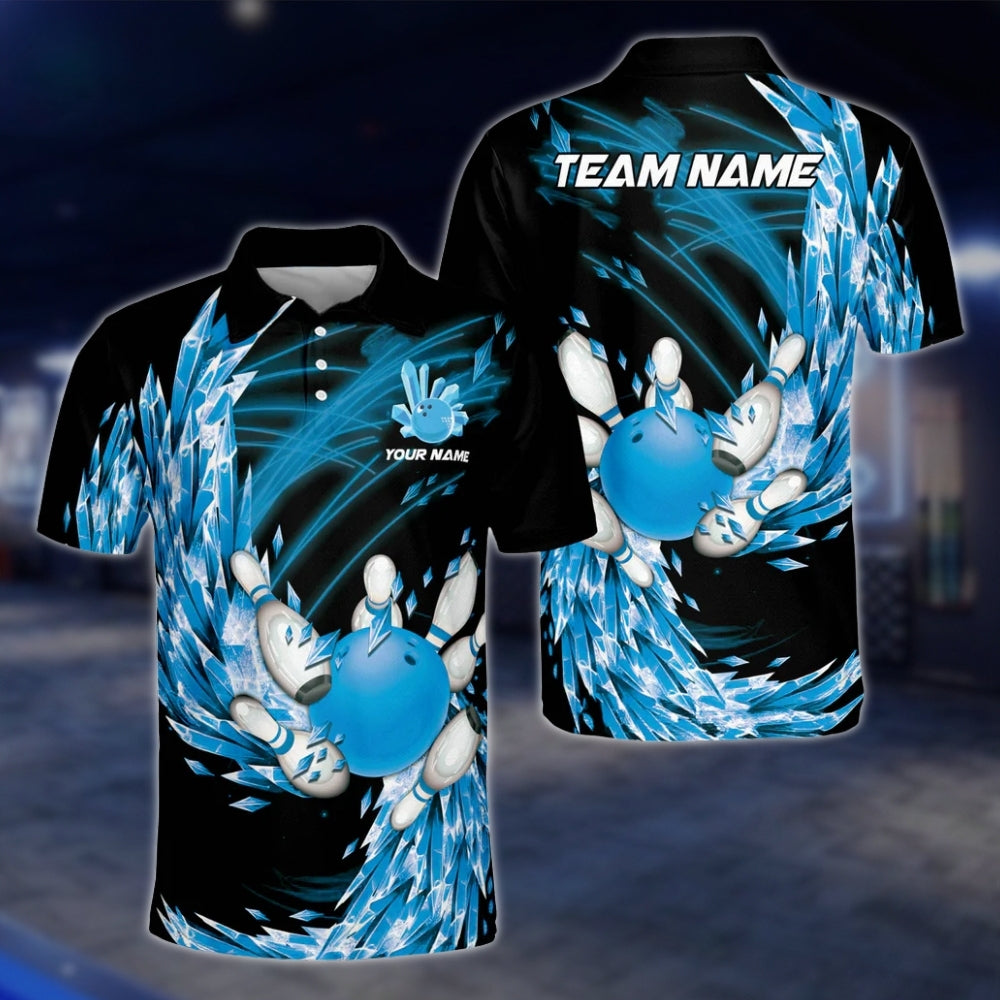 Custom Team Iced Purple Black Bowling Polo Shirt For Mens, Custom Bowling Team Shirts BE0032