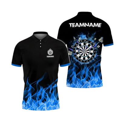 Purple Flame Men Personalized Darts Button Polo