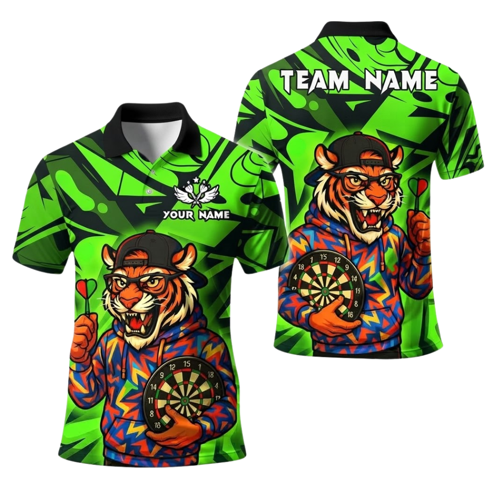 Tiger Graffiti Personalized Darts Button Polo