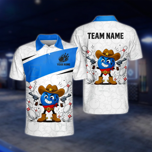 Personalized Cowboy Ball Bowling Polo Shirt Mens, Custom Western Bowling Shirts For Team BZ0776