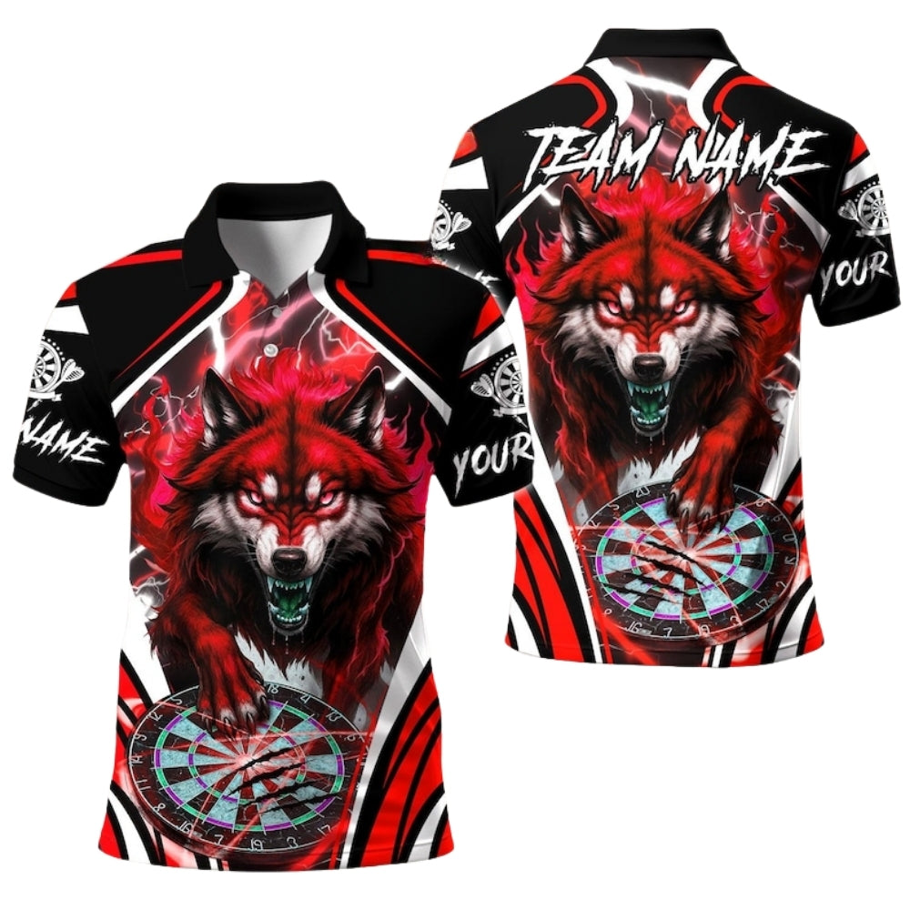 Wolf Thunder Blue Men Personalized Darts Button Polo