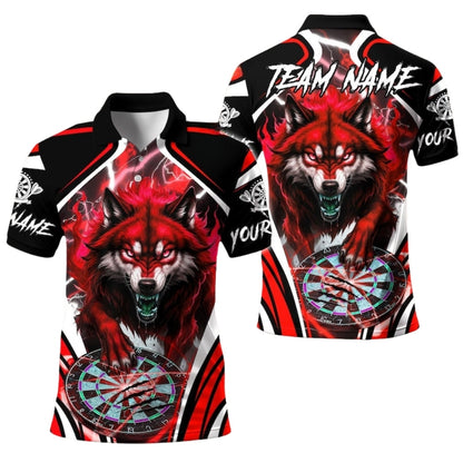 Wolf Thunder Blue Men Personalized Darts Button Polo