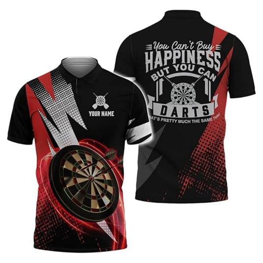 You Can't Buy Happiness But You Can Mens Personalized Darts Button Polo