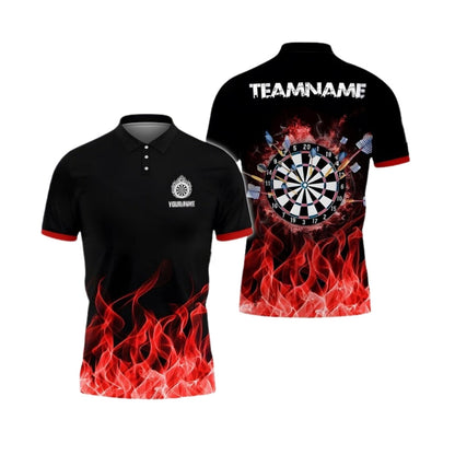 Purple Flame Men Personalized Darts Button Polo