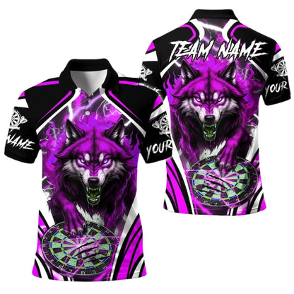 Wolf Thunder Blue Men Personalized Darts Button Polo