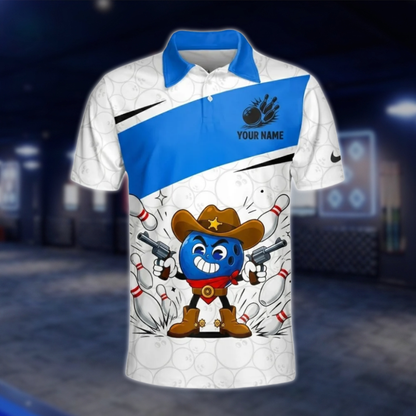 Personalized Cowboy Ball Bowling Polo Shirt Mens, Custom Western Bowling Shirts For Team BZ0776
