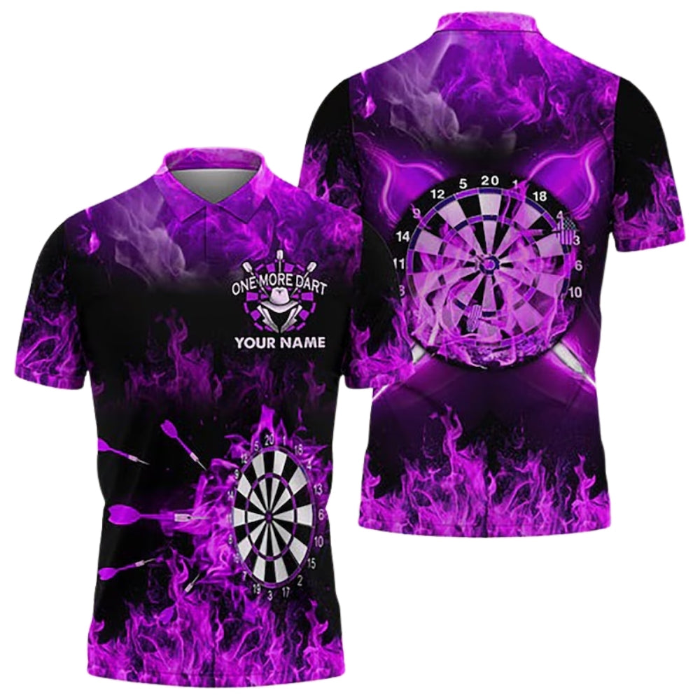 One More Blue Flame Men's Personalized Darts Button Polo