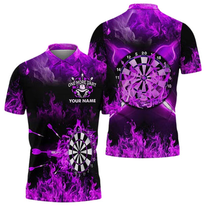 One More Blue Flame Men's Personalized Darts Button Polo