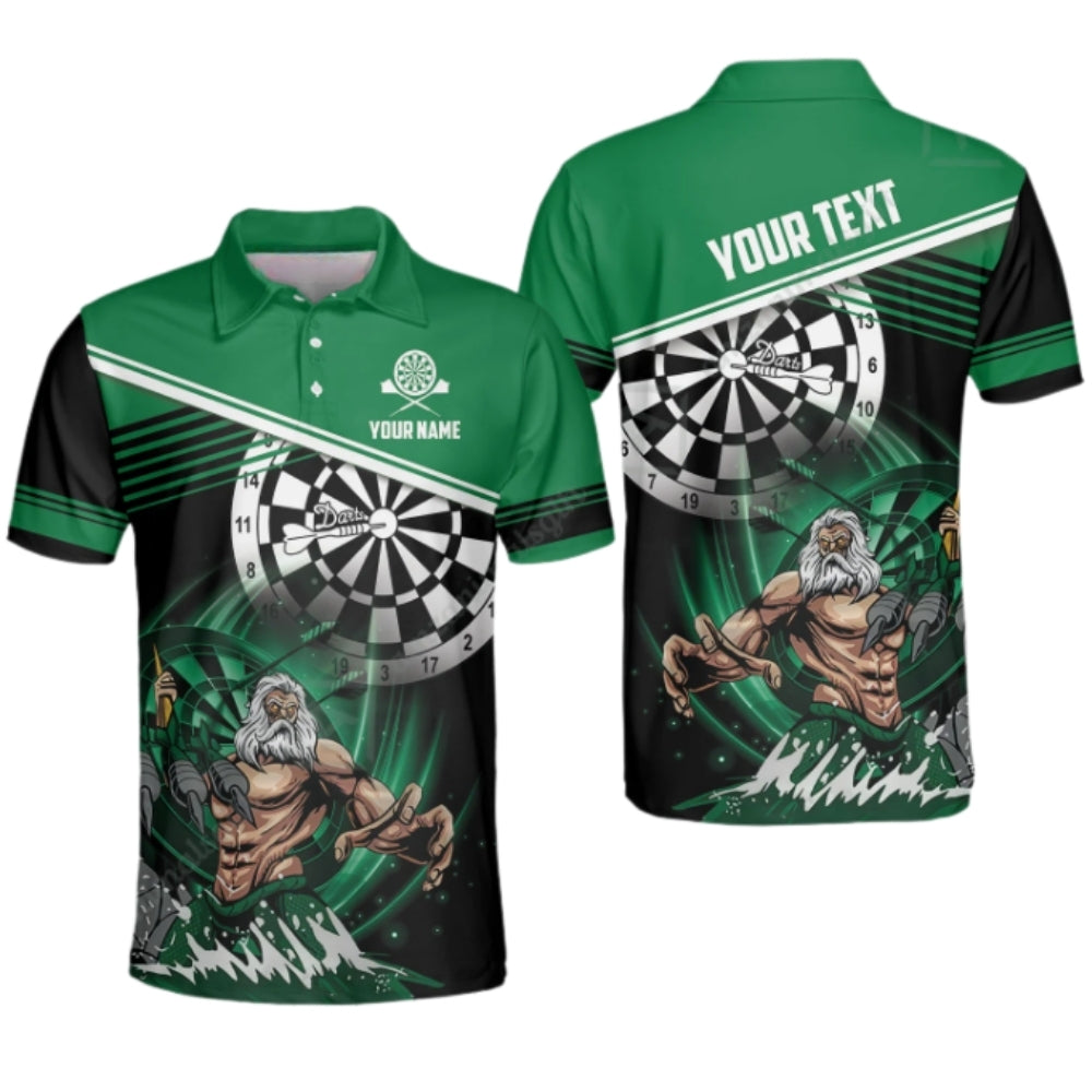 Poseidon Green Personalized Darts Button Polo