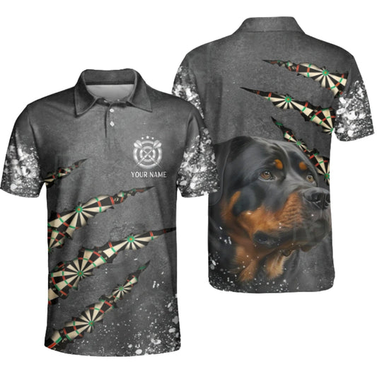 Rottweiler Grey Personalized Darts Button Polo