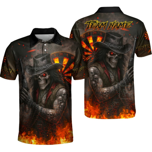 Reaper Flame Men's Personalized Darts Button Polo