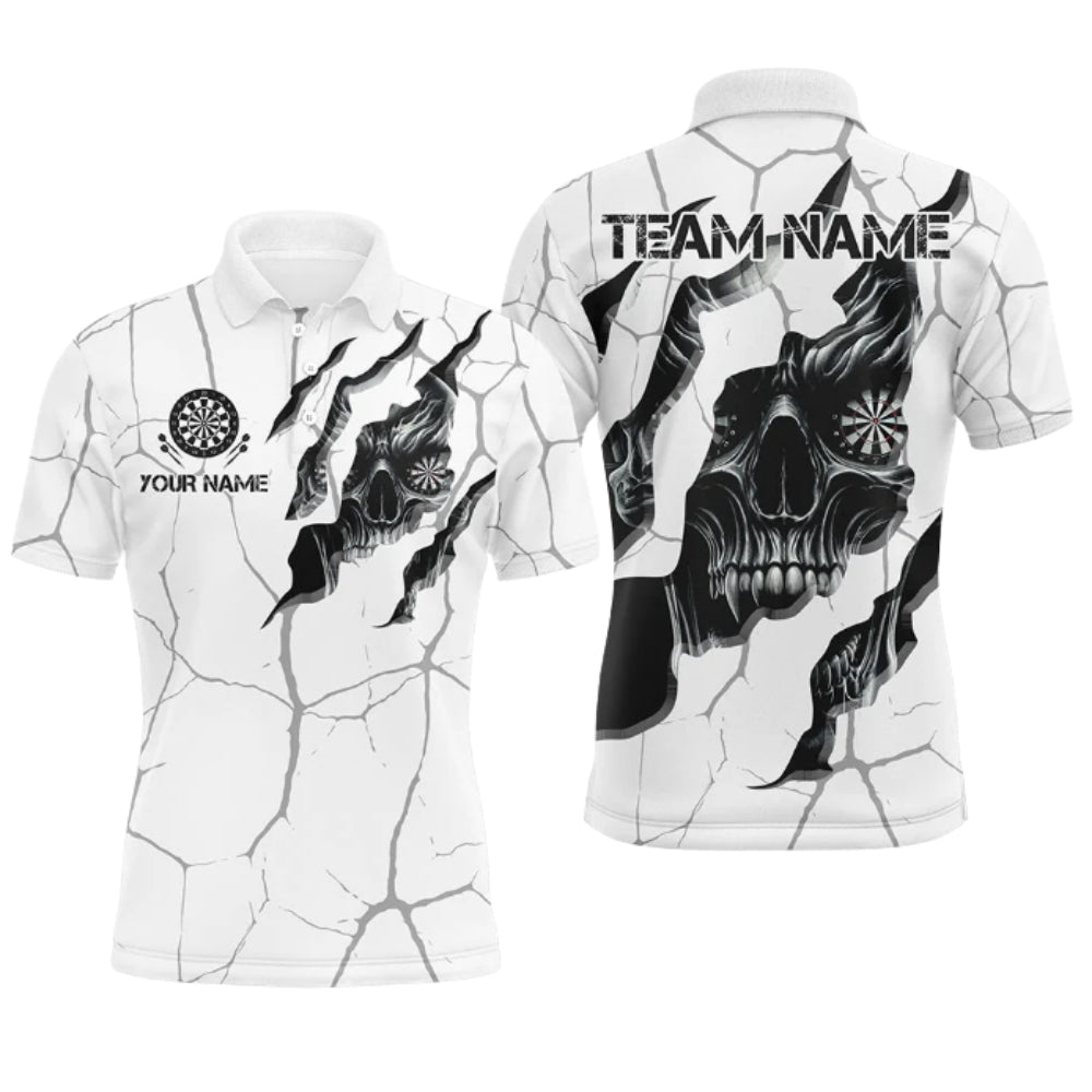 Skull Grunge Black and White Personalized Darts Button Polo
