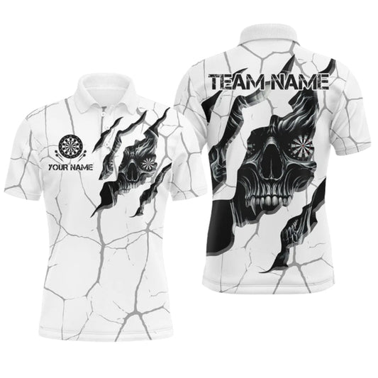 Skull Grunge Black and White Personalized Darts Button Polo