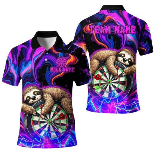 Sloth and Dartboard Personalized Darts Button Polo