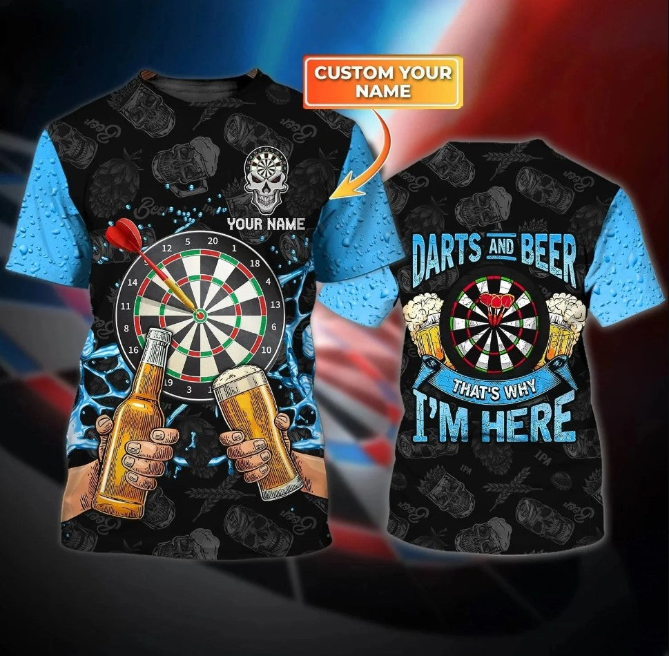And Beer Skull Blue Personalized Darts Button Polo