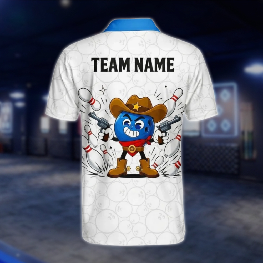 Personalized Cowboy Ball Bowling Polo Shirt Mens, Custom Western Bowling Shirts For Team BZ0776