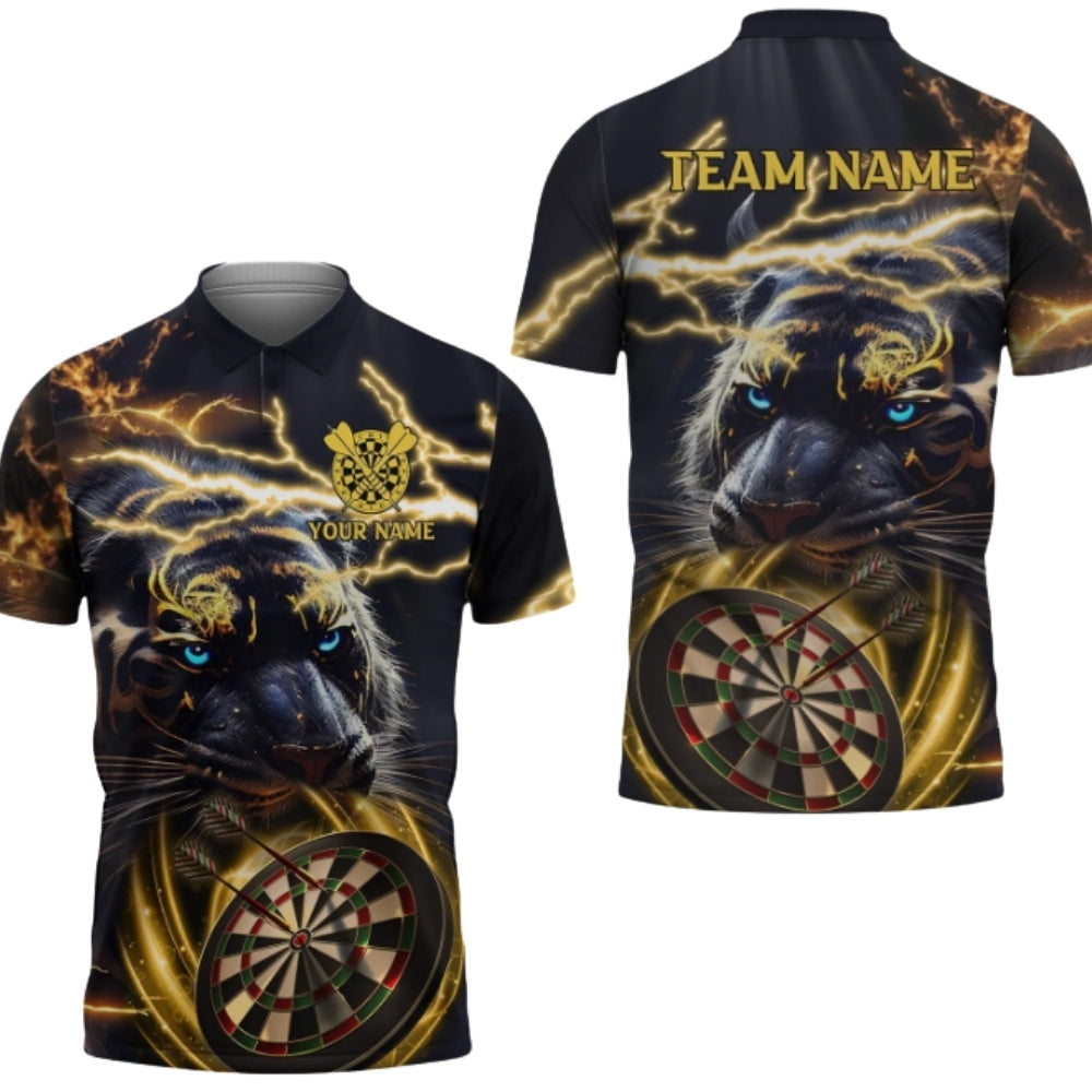 Thunder Tiger Black and Yellow Personalized Darts Button Polo