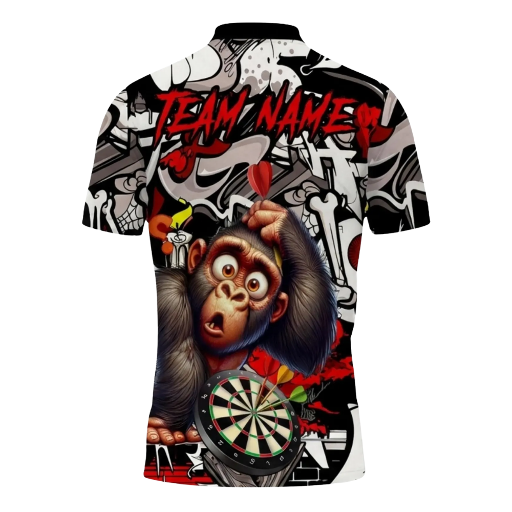 Funny Monkey Mens Graffiti Personalized Darts Button Polo