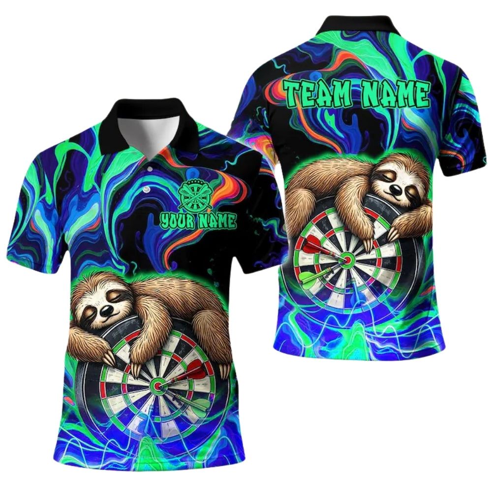 Sloth and Dartboard Personalized Darts Button Polo