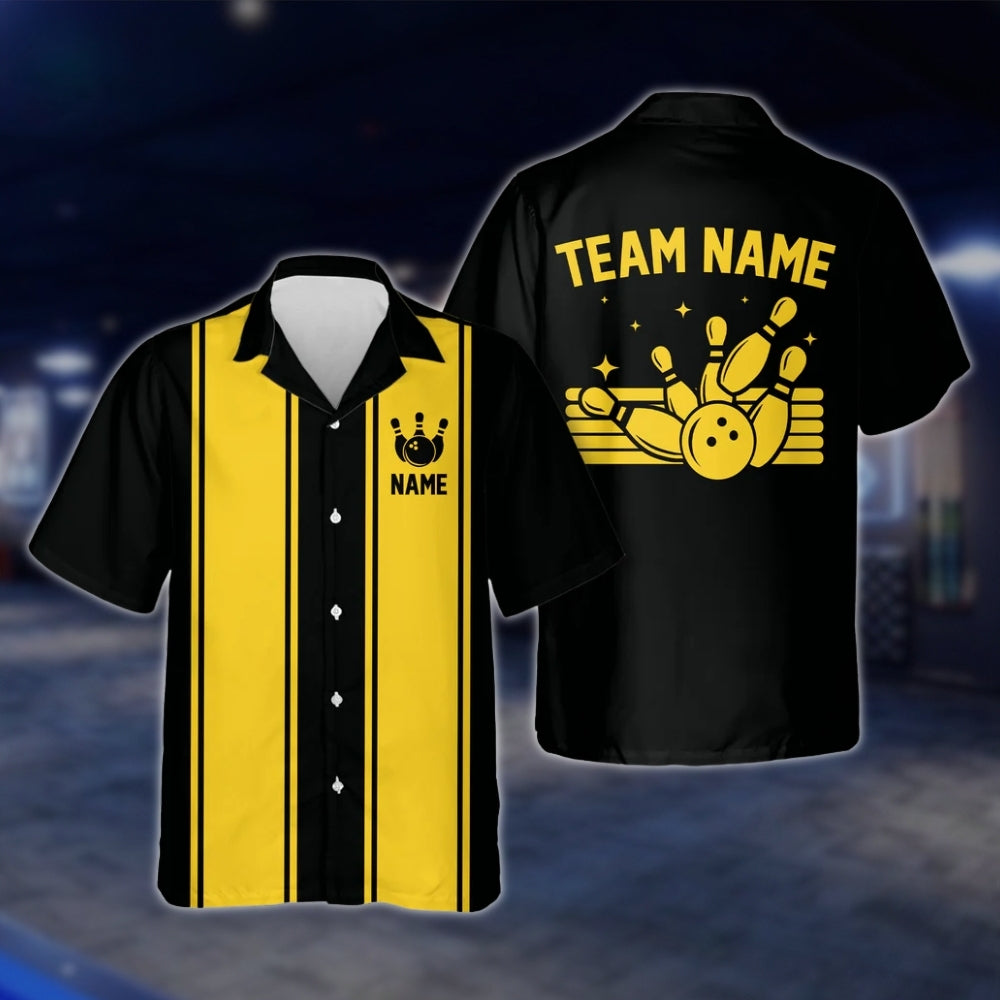 Custom Neon Red Black Bowling Hawaiian Shirt For Men And Women, Custom Vintage Bowling Team Shirts BE0051