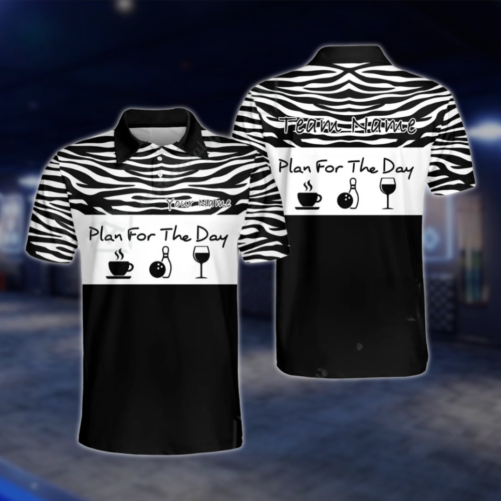 Personalized Plan For The Day Mens Pink Bowling Polo Shirt, Custom Funny Bowling Team Shirt BZ0777