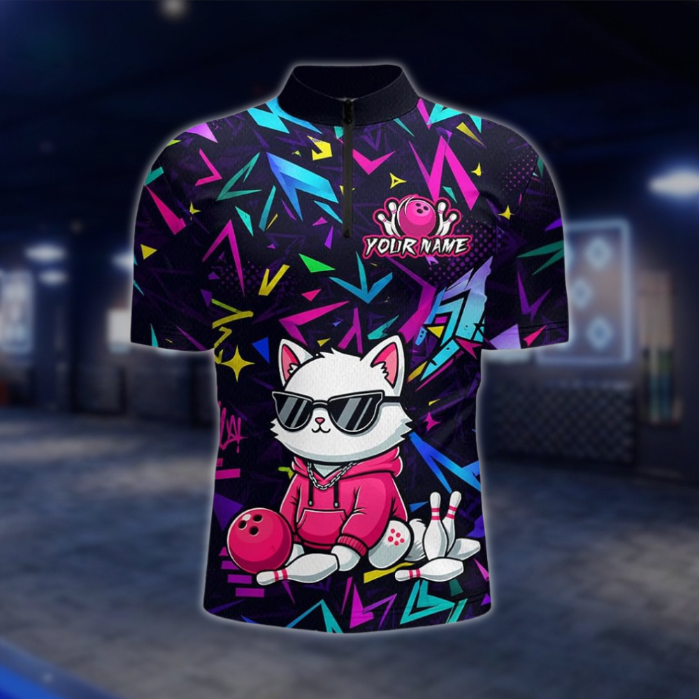 Personalized Cat Bowling Jersey For Men, Custom Team Cat Bowling Shirt BZ0946
